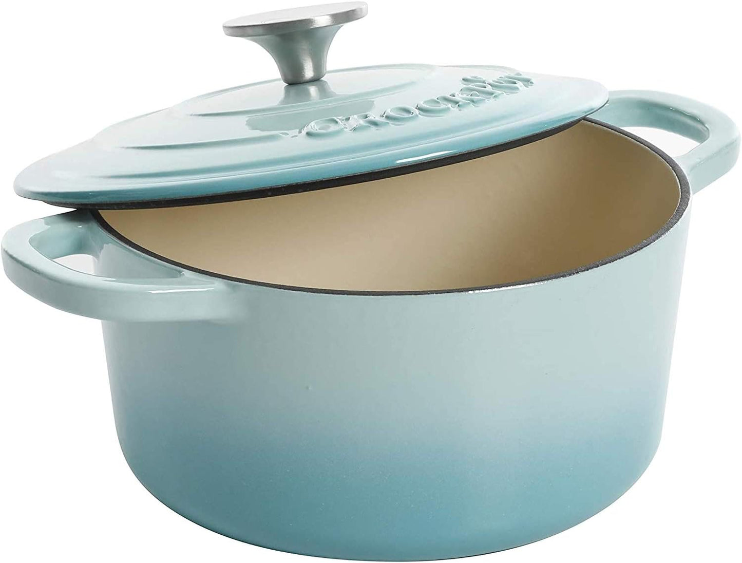 3 Quart Enameled Cast Iron Dutch Oven – Aqua - Curated Catalog U0