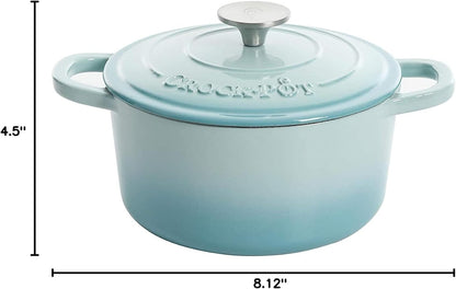 3 Quart Enameled Cast Iron Dutch Oven – Aqua - Curated Catalog U0